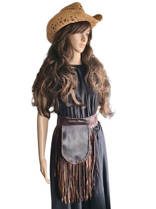 Festival-Heup tasje-echt leer-Handmade-Fringe-Bohemian style-Boho style-25cmx18cmx5cm-kleur 4
