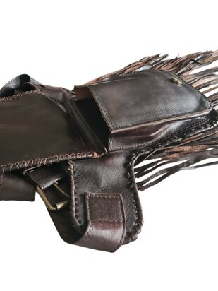 Festival-Heup tasje-echt leer-Handmade-Fringe-Bohemian style-Boho style-25cmx18cmx5cm-kleur 4