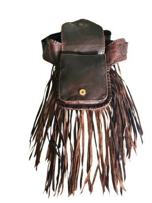 Festival-Heup tasje-echt leer-Handmade-Fringe-Bohemian style-Boho style-25cmx18cmx5cm-kleur 5