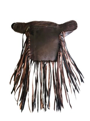 Festival-Heup tasje-echt leer-Handmade-Fringe-Bohemian style-Boho style-25cmx18cmx5cm-kleur 5