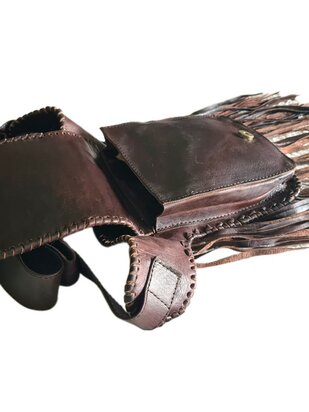 Festival-Heup tasje-echt leer-Handmade-Fringe-Bohemian style-Boho style-25cmx18cmx5cm-kleur 5