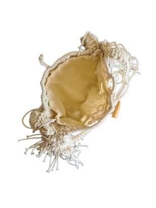 Turbo Bags- Schoudertas-Macram&eacute;-Fringe-Bohemian style-Ibiza style-100% katoen-Beige-31cmx22cmx3cm