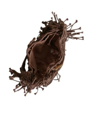 Turbo Bags- Schoudertas-Macram&eacute;-Fringe-Bohemian style-Ibiza style-100% katoen-Bruin-31cmx22cmx3cm