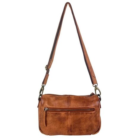Schoudertasje-Crossbody- Gewassen-Leer-Vintage-Cognac-Arrigo