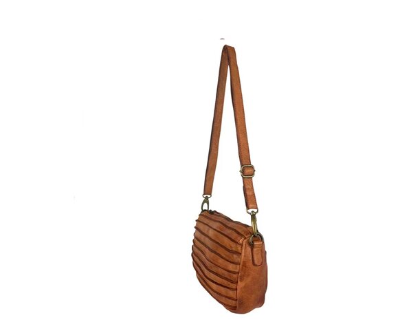 Schoudertasje-Crossbody- Gewassen-Leer-Vintage-Cognac-Arrigo