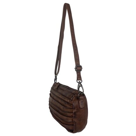 Schoudertasje-Crossbody- Gewassen-Leer-Vintage-Brown-Arrigo