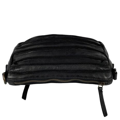 Schoudertasje-Crossbody- Gewassen-Leer-Vintage-Black-Arrigo