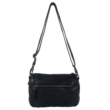 Schoudertasje-Crossbody- Gewassen-Leer-Vintage-Black-Arrigo