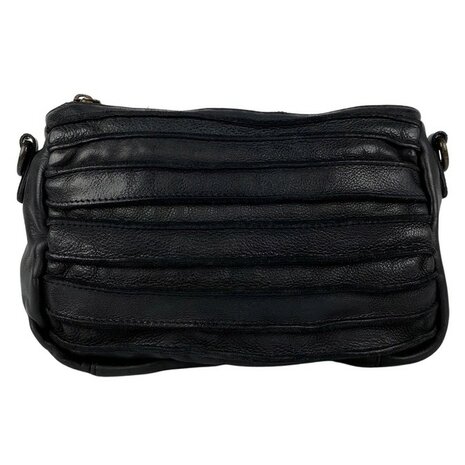 Schoudertasje-Crossbody- Gewassen-Leer-Vintage-Black-Arrigo