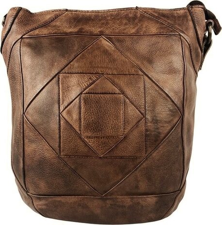 Arrigo-Schoudertas-crossbody- gewassen-Leer-Vintage-Donkerbruin