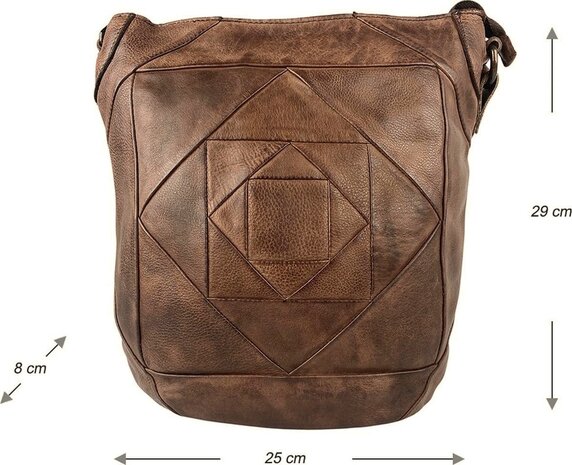 Arrigo-Schoudertas-crossbody- gewassen-Leer-Vintage-Donkerbruin