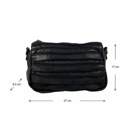 Schoudertasje-Crossbody- Gewassen-Leer-Vintage-Black-Arrigo
