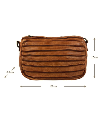 Schoudertasje-Crossbody- Gewassen-Leer-Vintage-Cognac-Arrigo