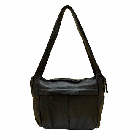 Schoudertas-Gewassen-Gevlochten-Vintage-Leer-Black-Arrigo