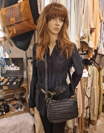 Schoudertasje-Crossbody- Gewassen-Leer-Vintage-Black-Arrigo