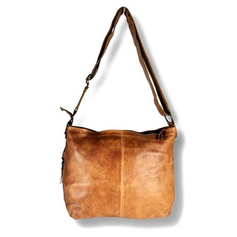 Schoudertas- Crossbody-Gewassen-Vintage-Leer-Cognac-Arrigo