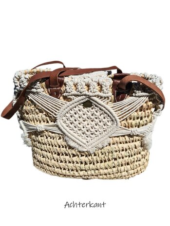 Tas-strand tas-Beach bag-Riet-Macrame-Handmade-Ibiza style-Bohemian style-Uniek design-3