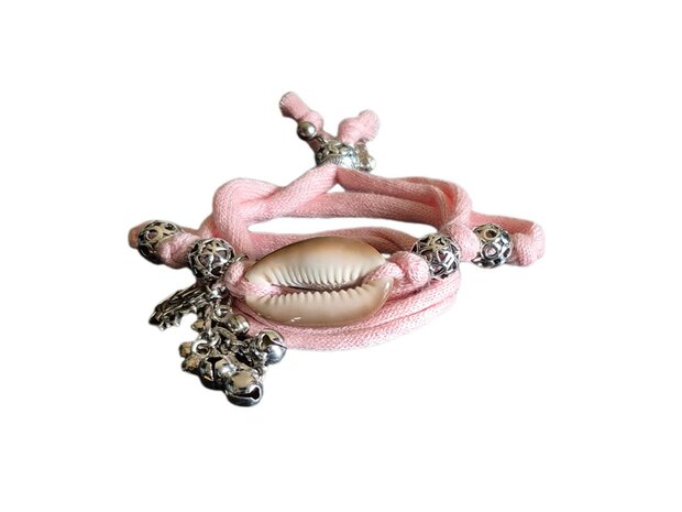 Armband-wikkel-kralen-Bedel-schelp-Bohemian style-Roze