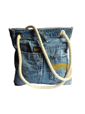 Giuliano-Tas-Schoudertas-Handtas-Denim-Recyclede denim-Jeans-32cmx33cmx1cm