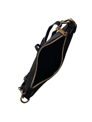 Giuliano-Tas-Schouder-crossbody-Clutch-Suède-Echt leer-22cmx16cmx4cm-Zwart