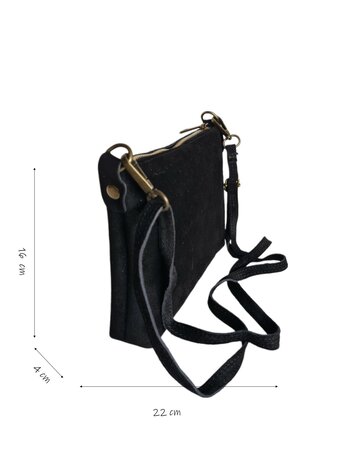 Giuliano-Tas-Schouder-crossbody-Clutch-Suède-Echt leer-22cmx16cmx4cm-Zwart