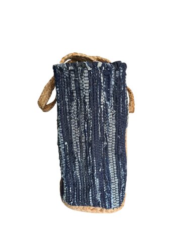 Kbas-Schouder tas-Shopper-Geweven-Jeans-Jute- Handmade in Spain-Dark Jeans-34cmx46cmx16cm