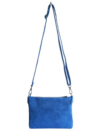 Giuliano-Tas-Schouder-crossbody-Clutch-Suède-Echt leer-22cmx16cmx4cm-Blauw
