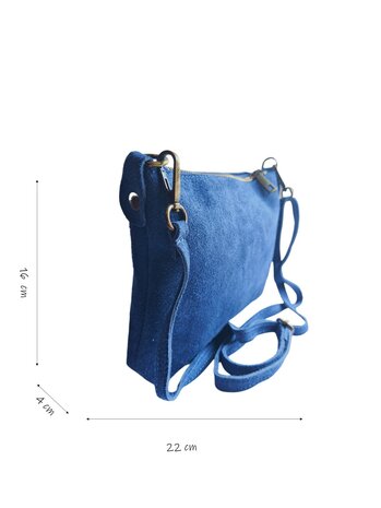 Giuliano-Tas-Schouder-crossbody-Clutch-Suède-Echt leer-22cmx16cmx4cm-Blauw