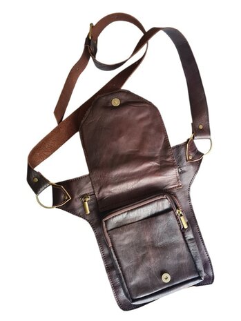 Festival-Heup tasje-Crossbody tasje- Cross over-echt leer-Sun-Bohemian style-Boho style-24cmx17,5cmx5cm-3
