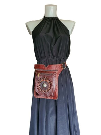 Festival-Heup tasje-Crossbody tasje- Cross over-echt leer-Sun-Bohemian style-Boho style-24cmx17,5cmx5cm-2
