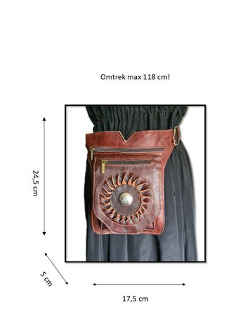 Festival-Heup tasje-Crossbody tasje- Cross over-echt leer-Sun-Bohemian style-Boho style-24cmx17,5cmx5cm-2