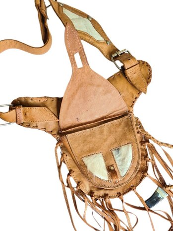 Festival-Heup tasje-Crossbody tasje- Cross over-echt leer-Fringe-Bohemian style-Boho style-22,5cmx15cmx5cm-1