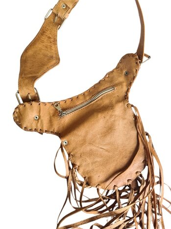Festival-Heup tasje-Crossbody tasje- Cross over-echt leer-Fringe-Bohemian style-Boho style-22,5cmx15cmx5cm-1