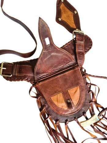 Festival-Heup tasje-Crossbody tasje- Cross over-echt leer-Fringe-Bohemian style-Boho style-22,5cmx15cmx5cm-2