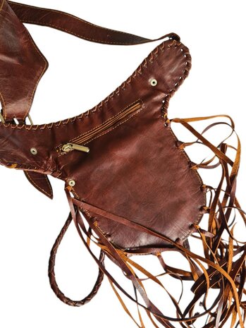 Festival-Heup tasje-Crossbody tasje- Cross over-echt leer-Fringe-Bohemian style-Boho style-22,5cmx15cmx5cm-2