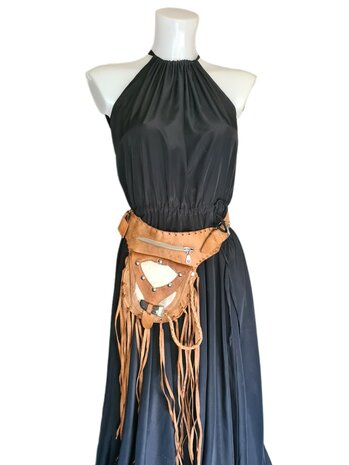 Festival-Heup tasje-Crossbody tasje- Cross over-echt leer-Fringe-Bohemian style-Boho style-22,5cmx15cmx5cm-1