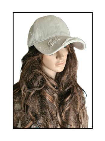 Jeans cap -Baseball Cap-Denim-Vintage-100% katoen-verstelbare schuifsluiting-Jeans Beige-Unisex-50cm>61cm