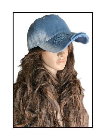 Jeans cap -Baseball Cap-Denim-Vintage-100% katoen-verstelbare schuifsluiting-Jeans blauw-Unisex-50cm>61cm