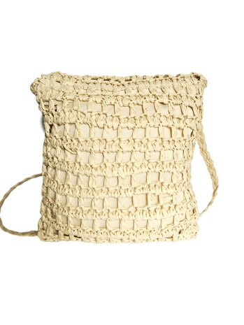 Tasje-Raffia-Gehaakt-Schelpjes-Naturel-Bohemian style-Ibiza style-Boho style-Riet-Zeegras-24cmx21cmx1cm