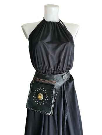 Festival-tasje-Crossbody tasje-Echt leer-Steen-Bohemian style-Boho style-Gypsy style-kleur 3-18cmx23cmx5cm