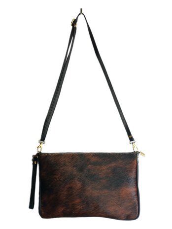 Cow bag-Tas-Schouder-crossbody- Clutch-Echt leer-Soepel leer-Cow-19cmx30cmx1cm-Zwart