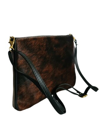 Cow bag-Tas-Schouder-crossbody- Clutch-Echt leer-Soepel leer-Cow-19cmx30cmx1cm-Zwart