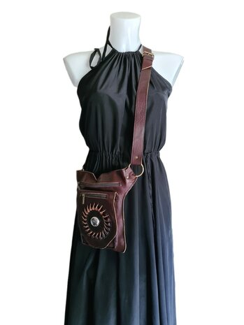 Festival-Heup tasje-Crossbody tasje- Cross over-echt leer-Sun-Bohemian style-Boho style-24cmx17,5cmx5cm-5
