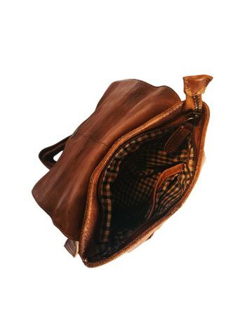 Ven Tomy-Schoudertas-crossbody-Hoogwaardig leer-Gewassen leer- Soepel leer-Vintage-Natuurlijk bruin-19cmx19cmx7cm