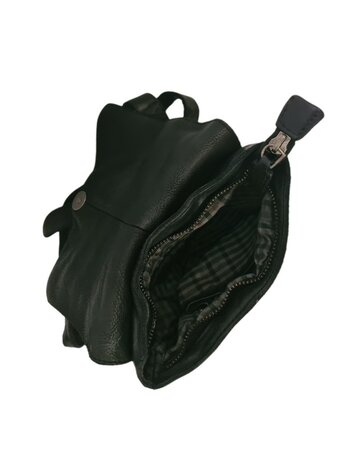 Ven Tomy-Schoudertas-crossbody-Hoogwaardig leer-Gewassen leer- Soepel leer-Vintage-Zwart-19cmx19cmx7cm