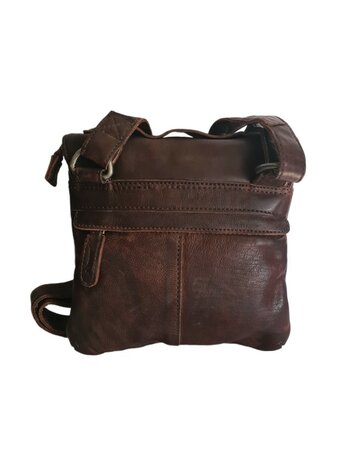 Ven Tomy-Schoudertas-crossbody-Hoogwaardig leer-Gewassen leer- Soepel leer-Vintage-Bruin-19cmx19cmx7cm
