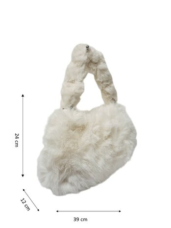 Maria C-Shoudertas-Crossbody-Zacht-Fluffy-Creme-39cmx24cmx12cm