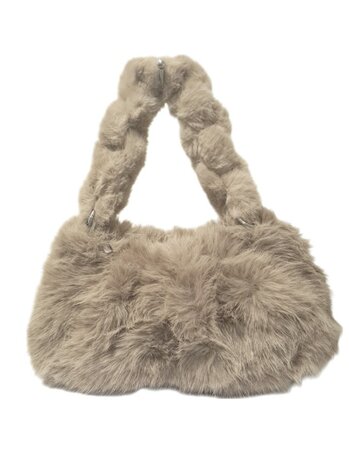 Maria C-Shoudertas-Crossbody-Zacht-Fluffy-Taupe-39cmx24cmx12cm