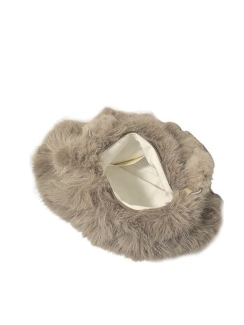 Maria C-Shoudertas-Crossbody-Zacht-Fluffy-Taupe-39cmx24cmx12cm