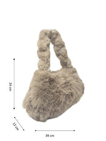 Maria C-Shoudertas-Crossbody-Zacht-Fluffy-Taupe-39cmx24cmx12cm